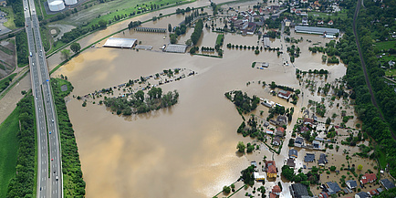 Luftaufnahme von Hochwassergebiet