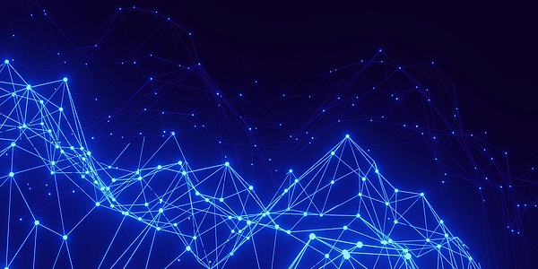 Abstract blue network of dots and lines