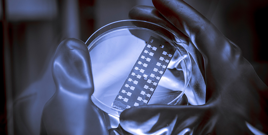 Close-up view of a photovoltaic cell