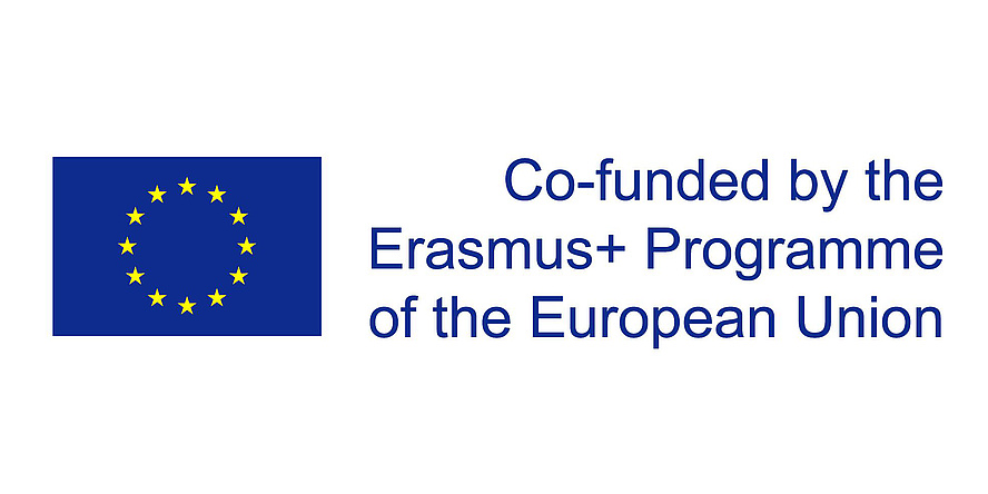 EU flag, Co-funded by the Erasmus+ Programme of the European Union