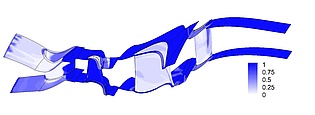 CFD results of the intermittency in the boundary layer of a two-stage turbine calculated with the mixing-plane approach!