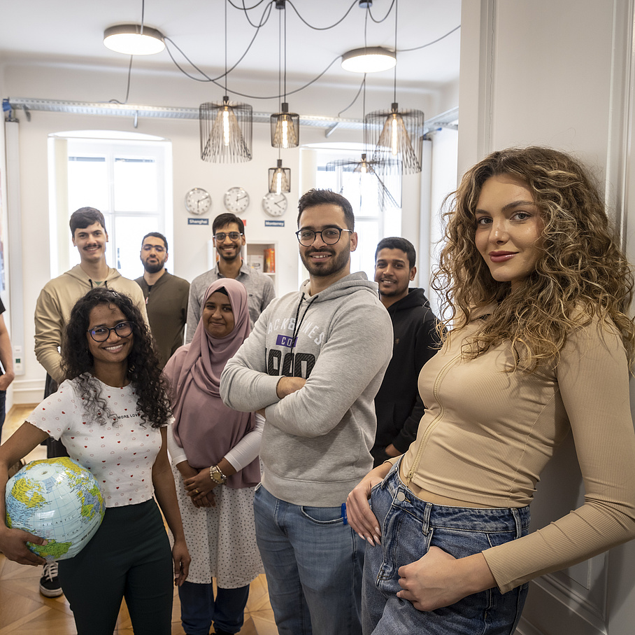 International students standing in a group