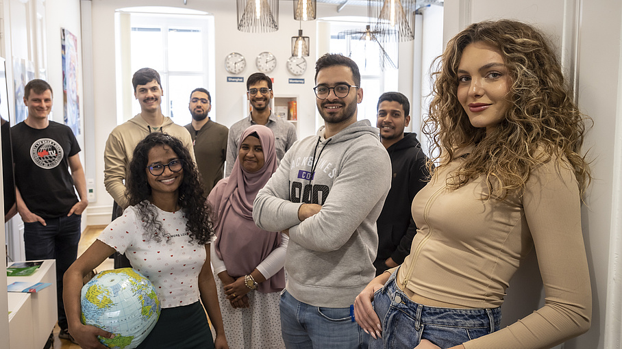International students standing in a group