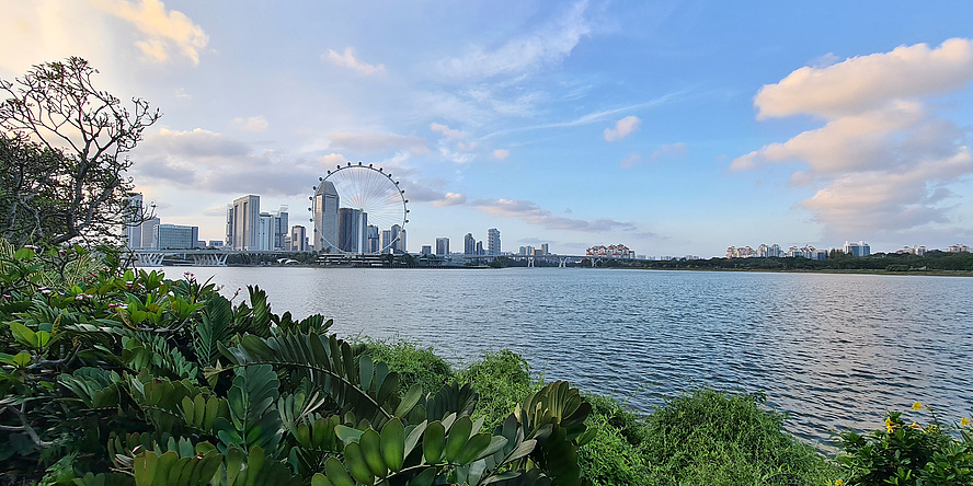 View from the bay of the Singapore Flyer, one of the tallest Ferris wheels in the world.