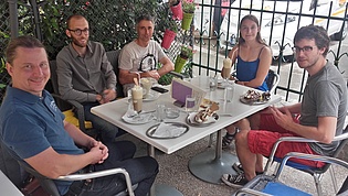 Having ice-cream with Dr. Elmar Fuchs from the European Center of Excellence for Sustainable Water Technology (WETSUS) and Anna Lenz, summer trainee at the institute