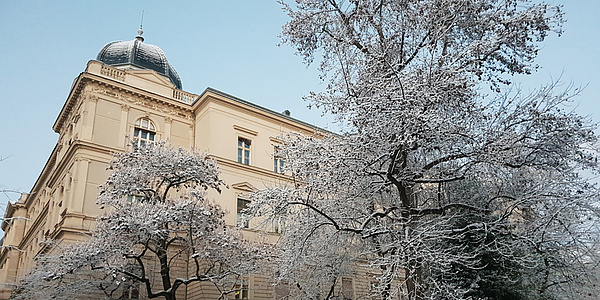 Campus Alte Technik of TU Graz in winter.