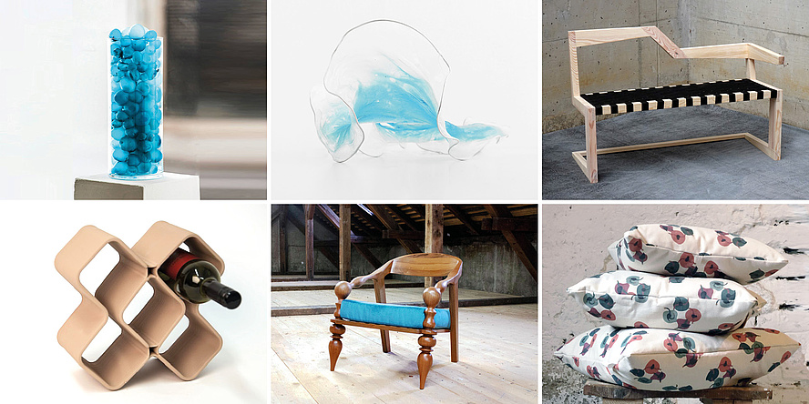 Collage of various design objects and pieces of furniture