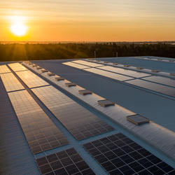 Roof-top PV at sunset.