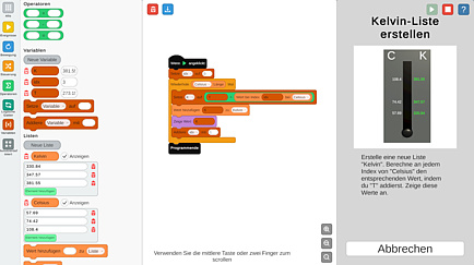 A picture with blocks that can be used for programming in a computer game