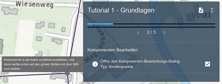 Eine Grafik einer Landkarte, über der ein Textfeld mit Anweisungen gezeigt wird.