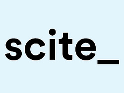 black Scite logo on light blue background