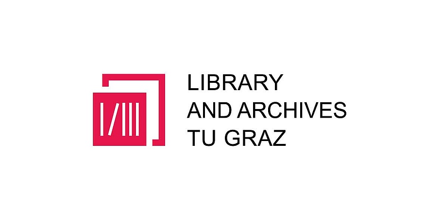 rotes Icon der Servieeinrichtung Bibliothk und Archiv in englischer Sprache, Bildquelle: TU Graz