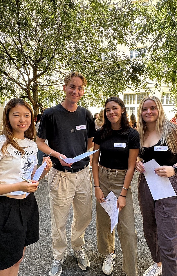 Students looking into the camera, welcome activity 