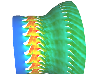 Mach Number at mid span of the AIDA duct. Simulation done with the in-house code LINARS.