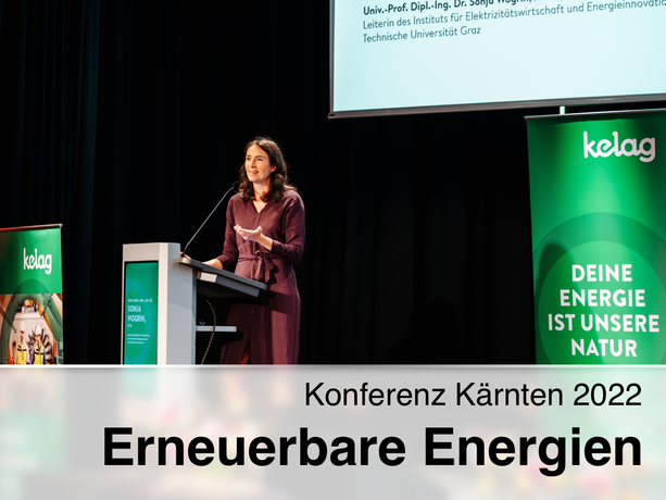 Sonja Wogrin on stage at the renewable energies conference 2022.