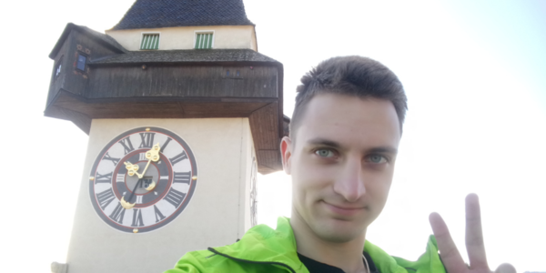 Graz, Schlossberg, Student, photo taking 