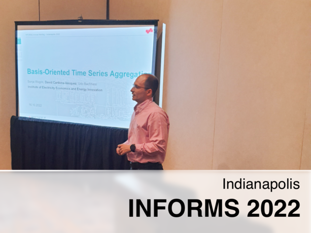 David Cardona Vasquez presenting his topic at INFORMS.