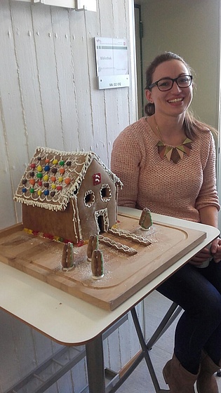 Sabine Bauinger celebrates her birthday with her self-baked gingerbread house :-)