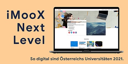 Laptop mit der Startseite von iMooX.at am Bildschirm;