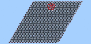 Molecular dynamics simulation showing the motion of a corannulene molecule at a graphite surface