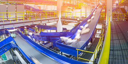 A sorting machine through which mail items are transported at high speed