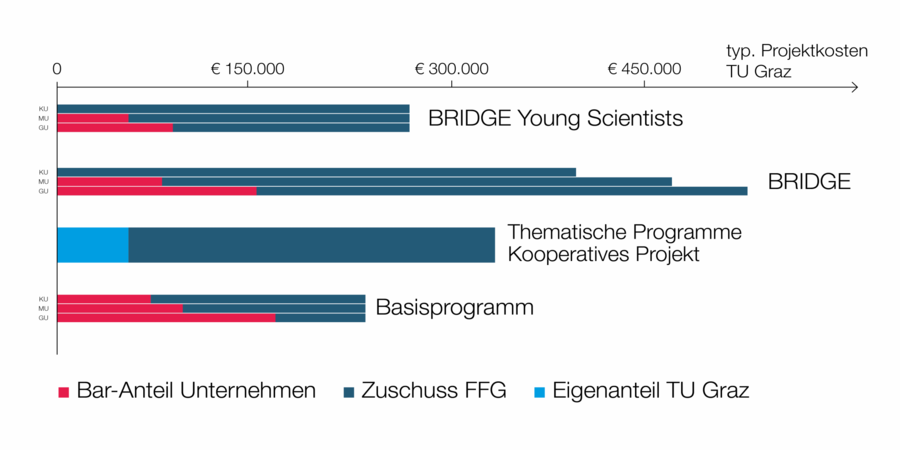 Förderprogramme mit typischen Projektkosten und Fördersummen.