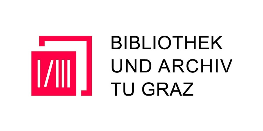 Bibliotheksicon mit Schriftzug "Bibliothek und Archiv der TU Graz"
