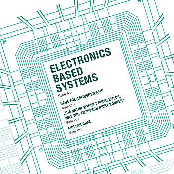 Eine Zeichnung eines Mikrochips. In der MItte steht Electronics Based Systems.