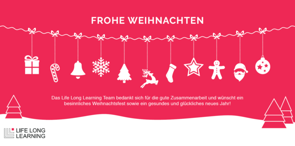 Weihnachtsmotive und der Text Frohe Weihnachten. Bildquelle: TU Graz