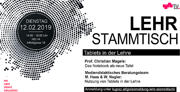 Flyer der Veranstaltung Lehr-Stammtisch. Bildquelle: TU Graz