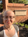 Lia Gruber in front of John Hopkins University