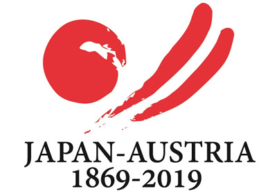 Logo 150 years anniversary of diplomatic relations between Japan and Austria