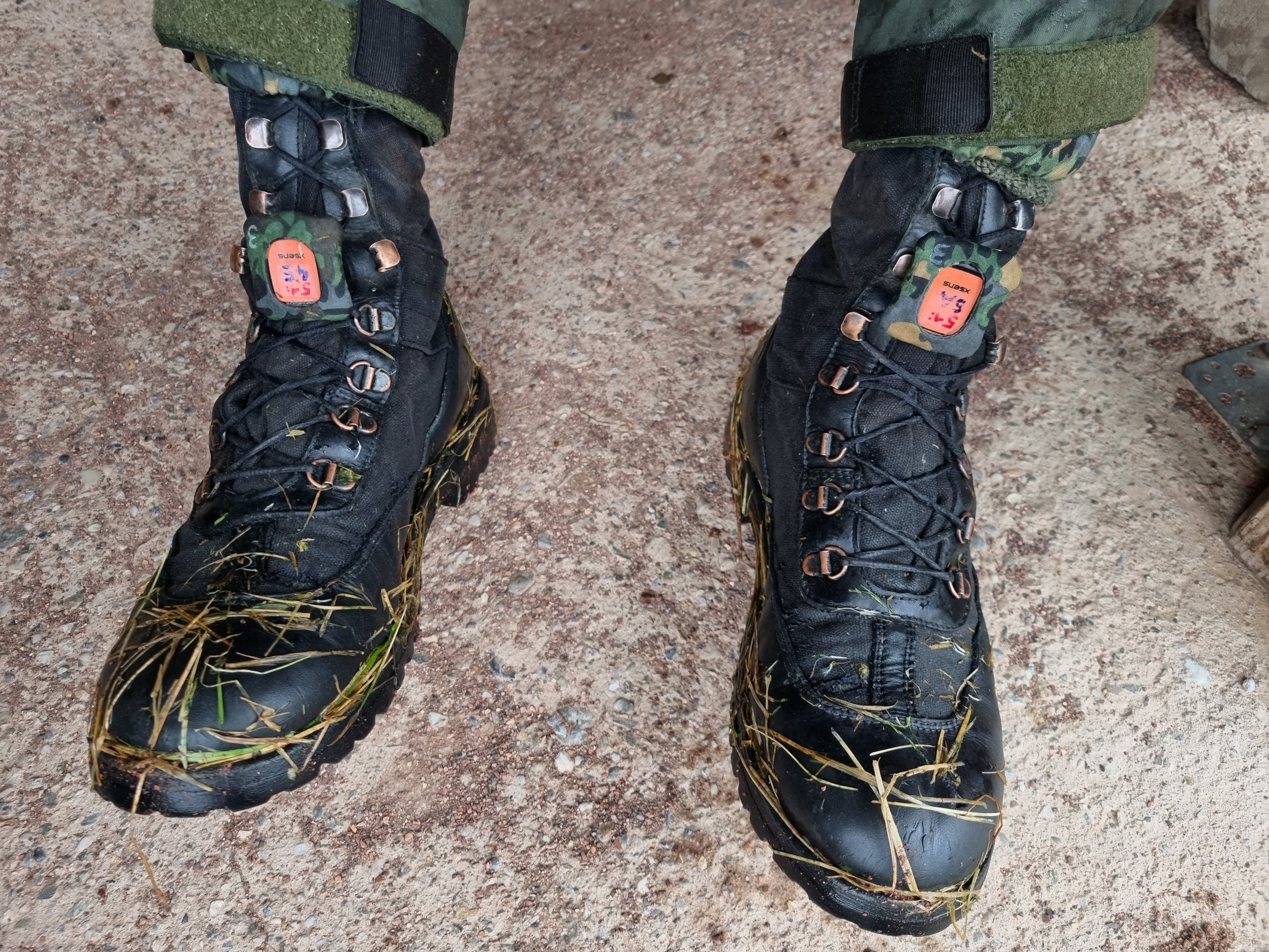 Two boots fitted with sensors.