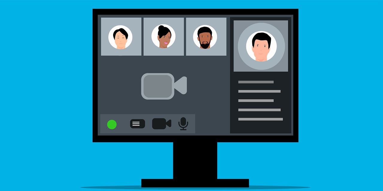 Illustration Computerbildschirm mit Videokonferenz