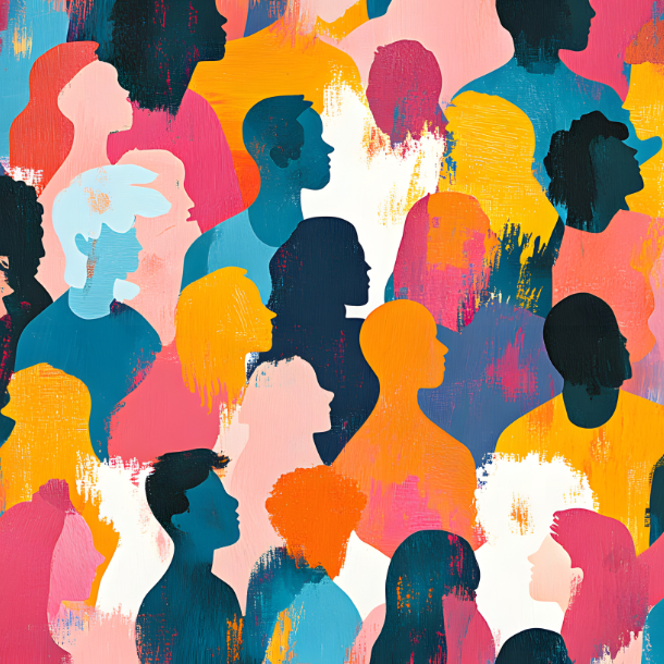 Zeichnung von bunten Personen