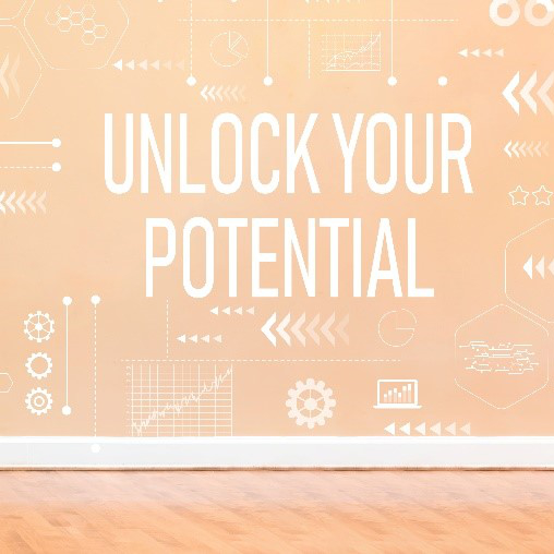 Text on the image: Unlock your potential