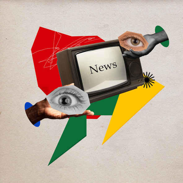 Illustration eines Fernsehers mit der Aufschrift News