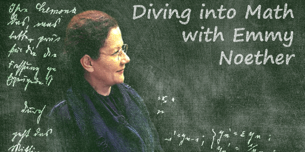 A woman in front of a blackboard